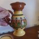 Salt pepper vinegar condiment service in vintage Bulgarian enameled pottery