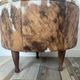 Tripod storage pouffe in wood and cowhide from the 60s-70s.