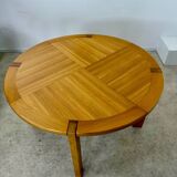 Old extendable table in solid elm from the 70s/80s, Maison Regain Vintage design