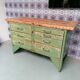 Old wooden garage workbench, industrial vintage.