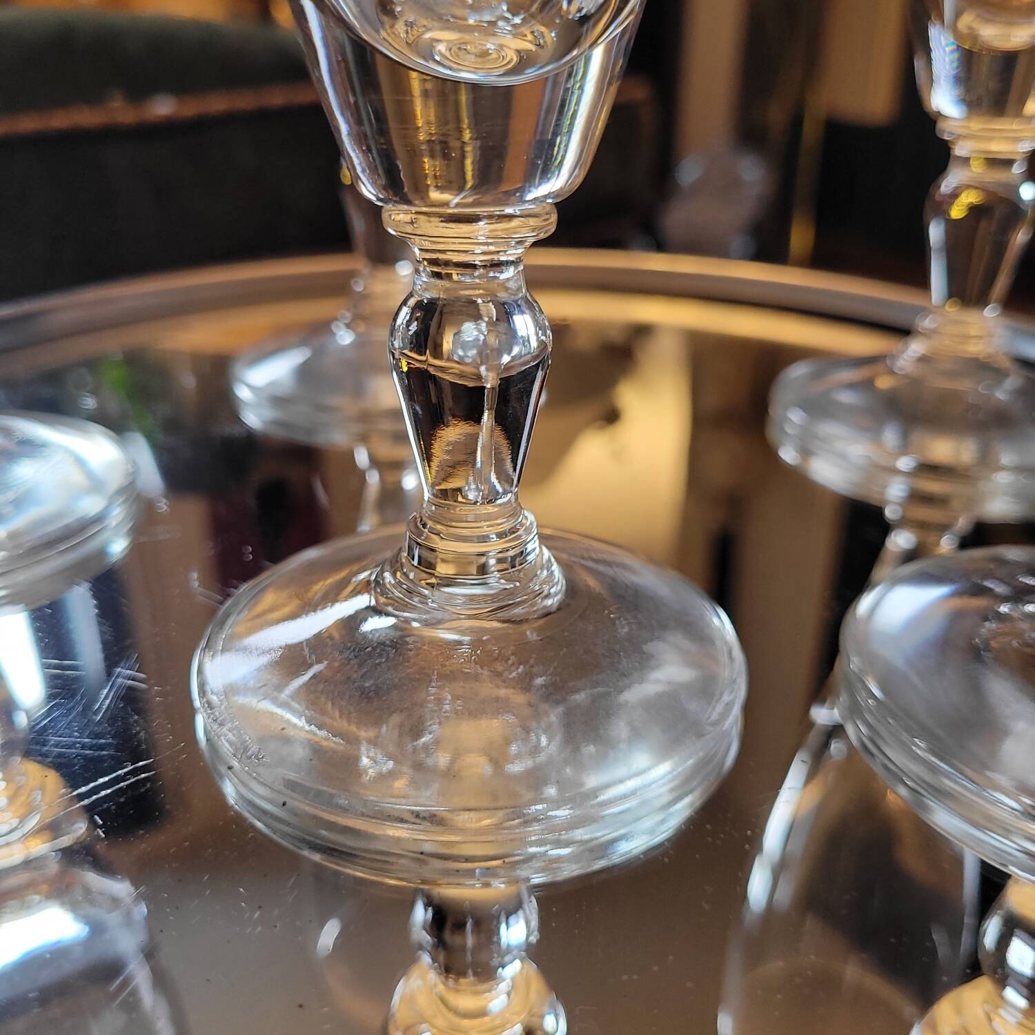 Cut glass champagne flutes. 1960s