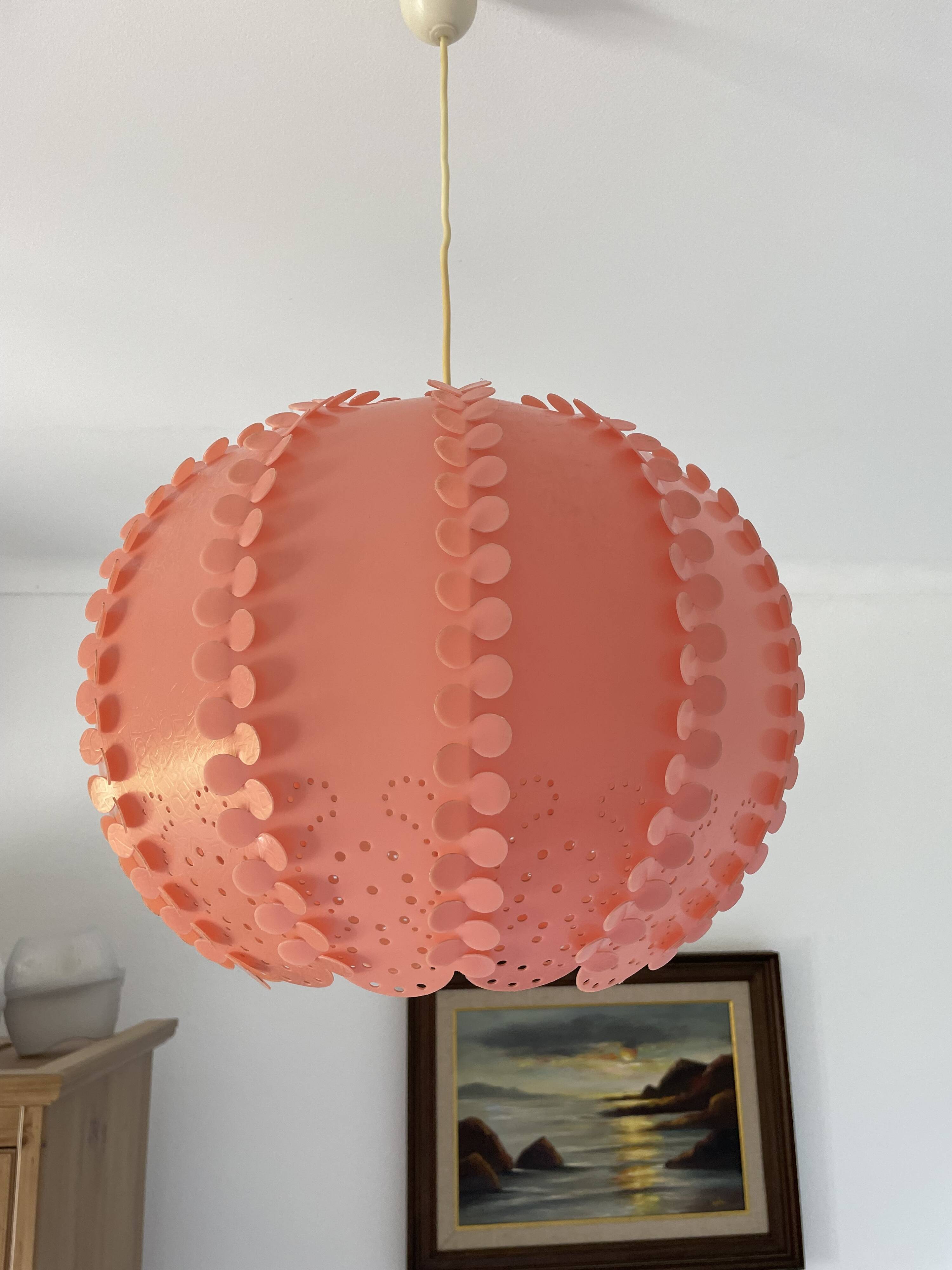 Large coral hanging pendant light Danish modern