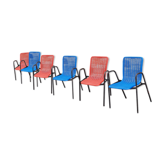 Lot of 6 outdoor cinema chairs - 1950s