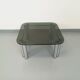 Vintage Italian Space Age square coffee table in smoked glass and chrome metal