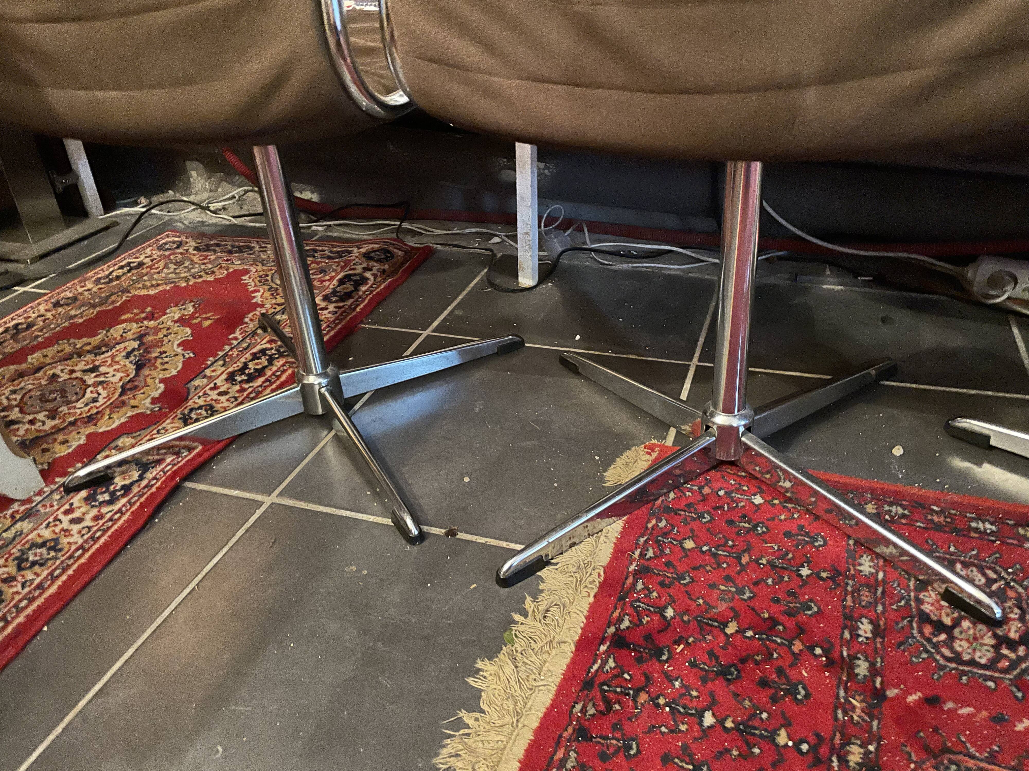 Set of 4 vintage 60s 70s chrome and fabric chairs