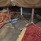 Set of 4 vintage 60s 70s chrome and fabric chairs