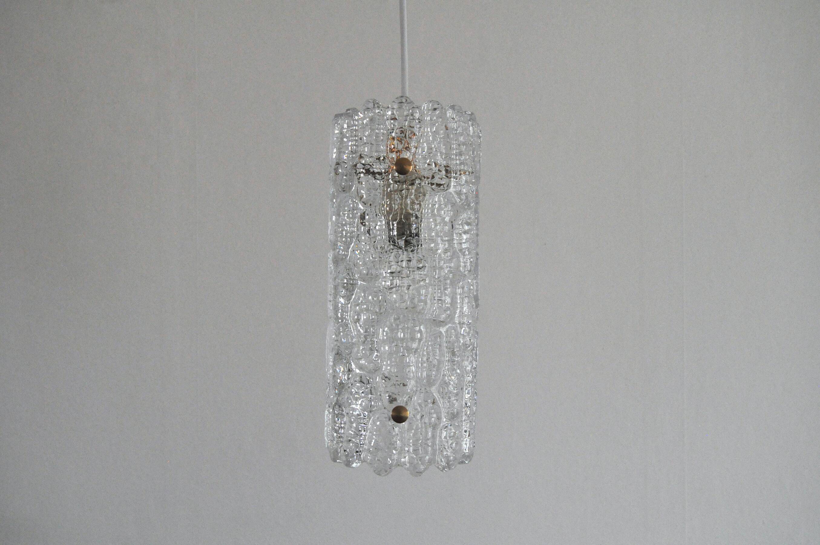 Brass and Glass Pendant Lamp by Carl Fagerlund for Orrefors, Sweden, 1960s