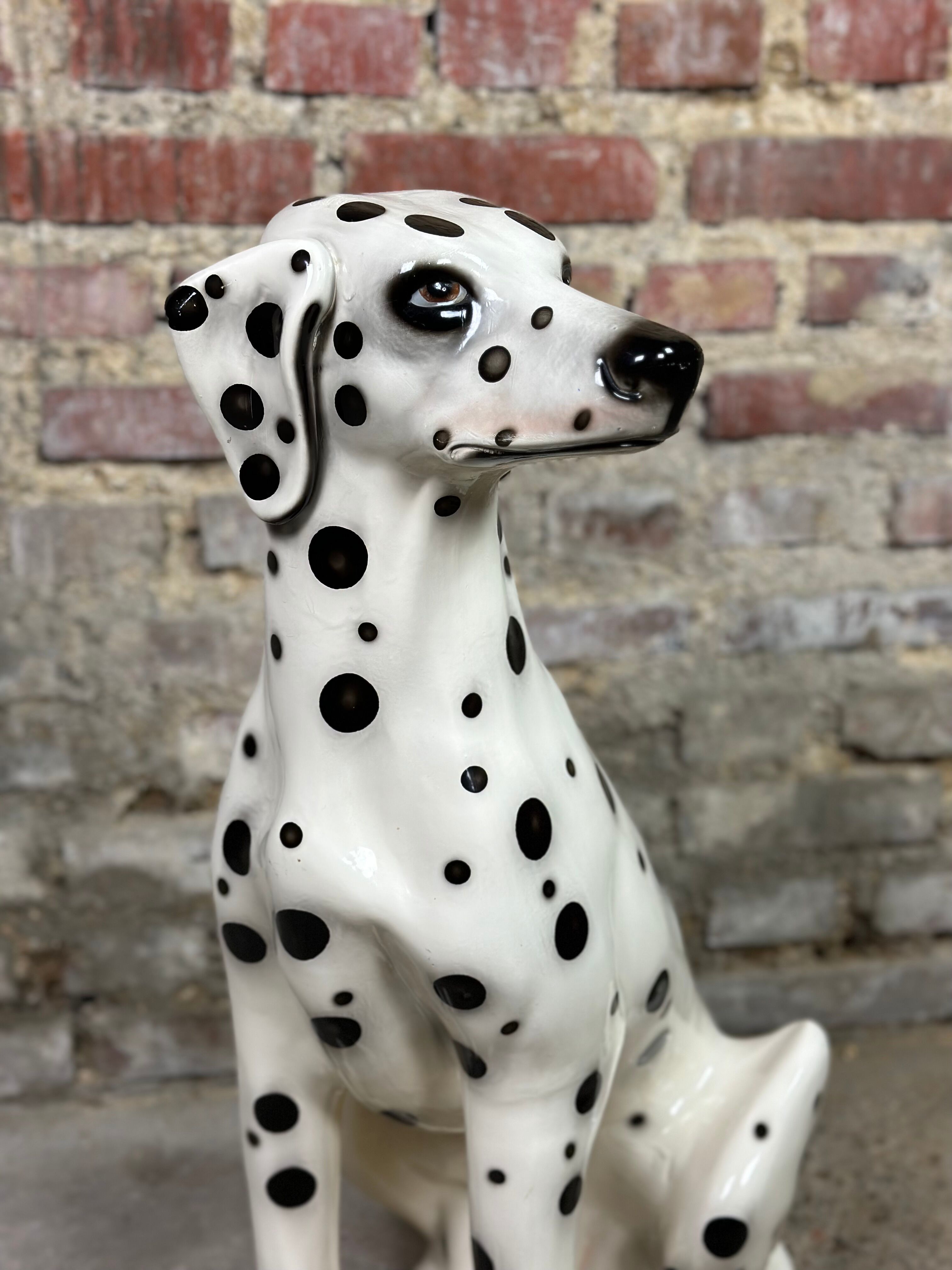 Dalmatian dog in vintage Italian faience 70'S