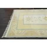 1970s Vintage Turkish Oushak Handmade Wool Cotton Yellow Area Rug 195x306