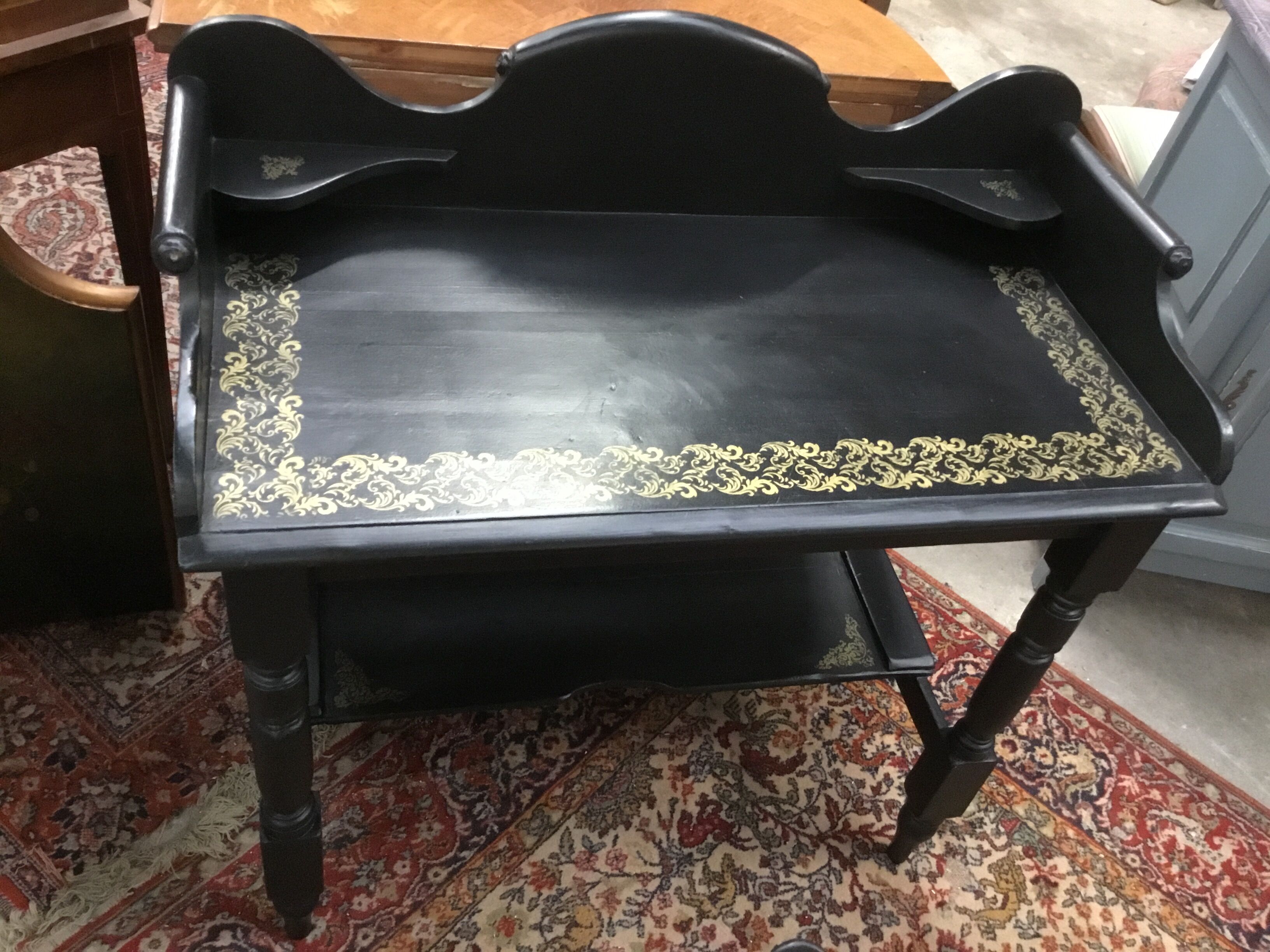 Hairdresser or toilet table in English pine, painted black