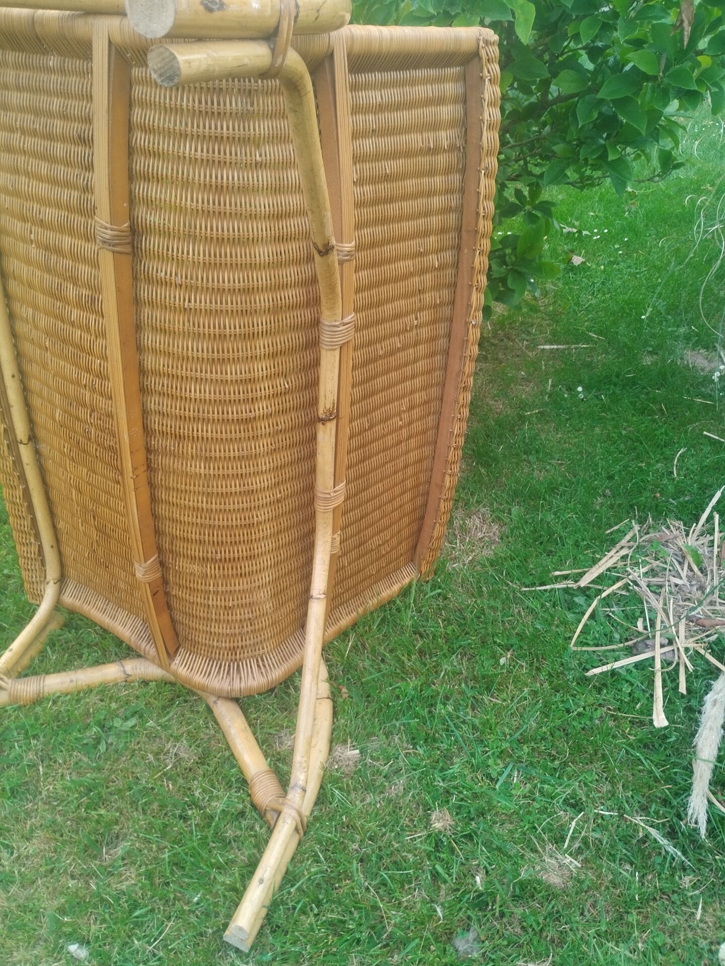 Vintage wicker rattan sofa bench