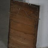 Wall mirror in tramp art style, hand-carved with a painted white frame, early 1900s.