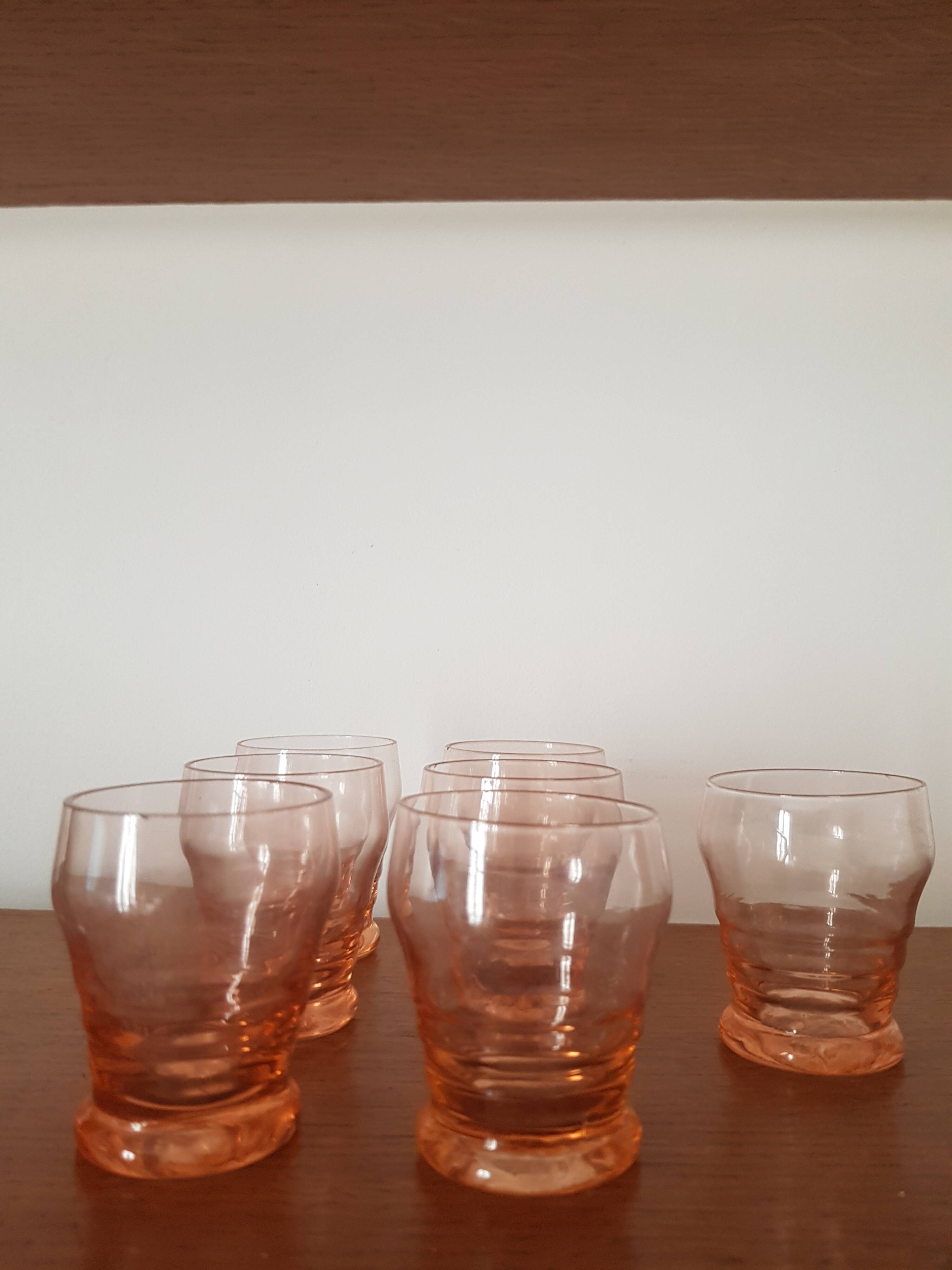 Set of small pink glasses