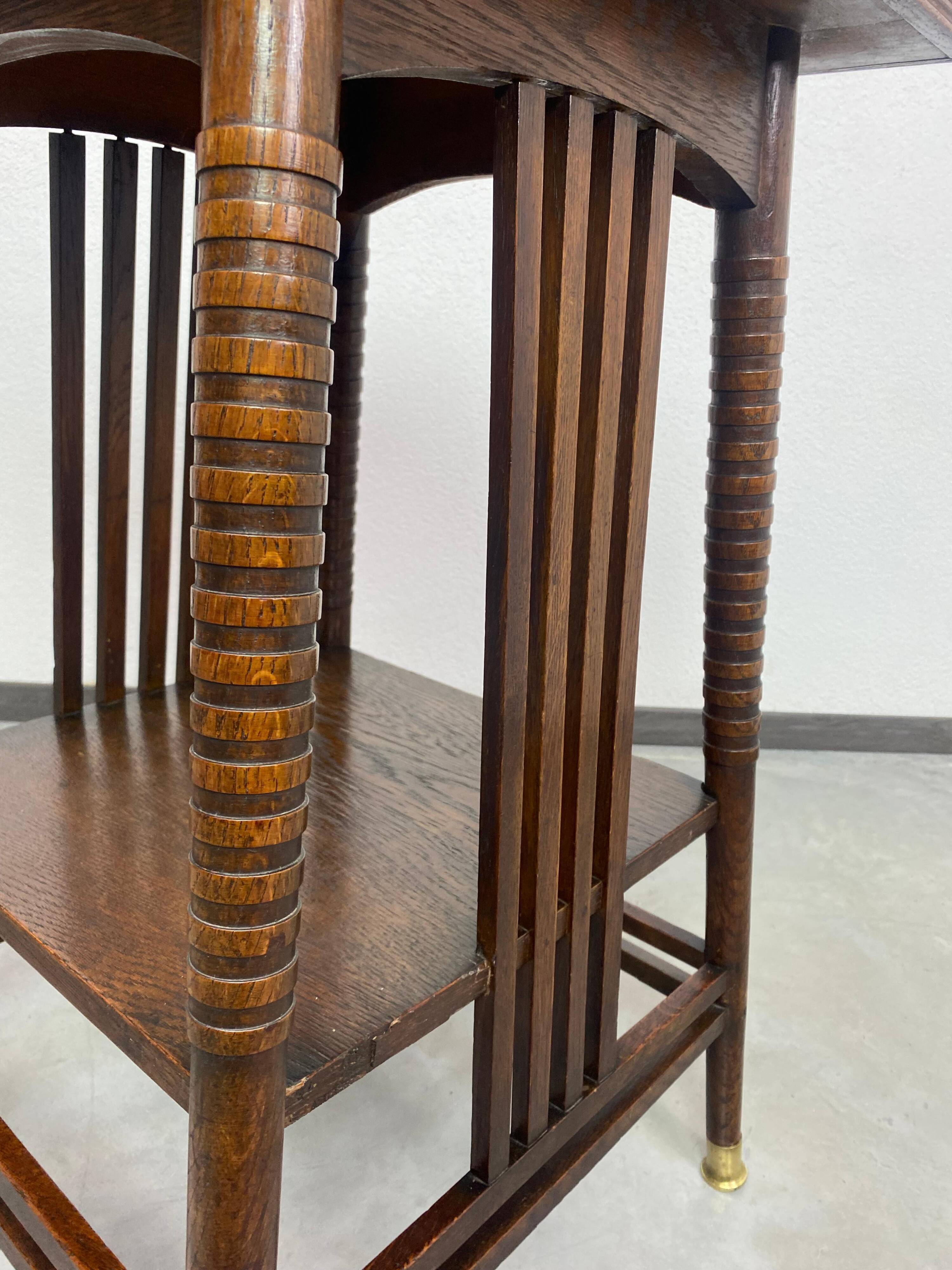 Side table in Jugendstil with a top made of blue tiles by Adolf Loos.