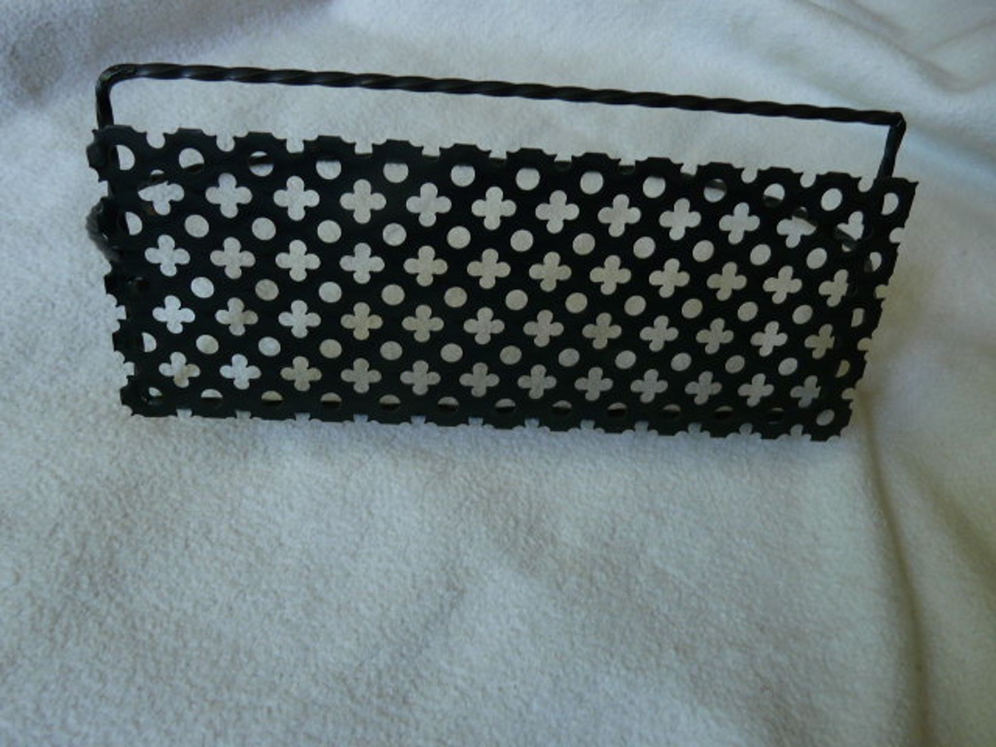 Tray in black perforated metal
