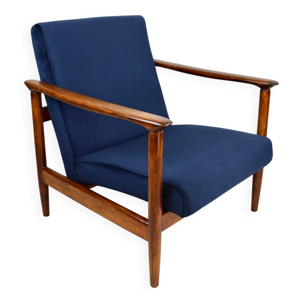 Fauteuil GFM-142, design Edmund Homa des années 70, bleu marine - 2 pièces disponibles