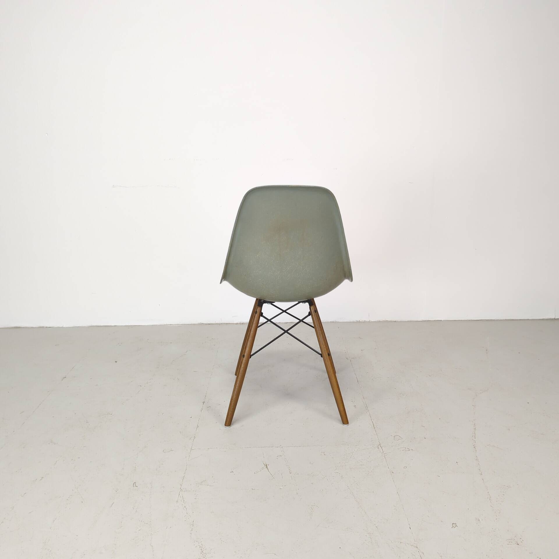 Eames Herman Miller DSW side chair in seafoam green