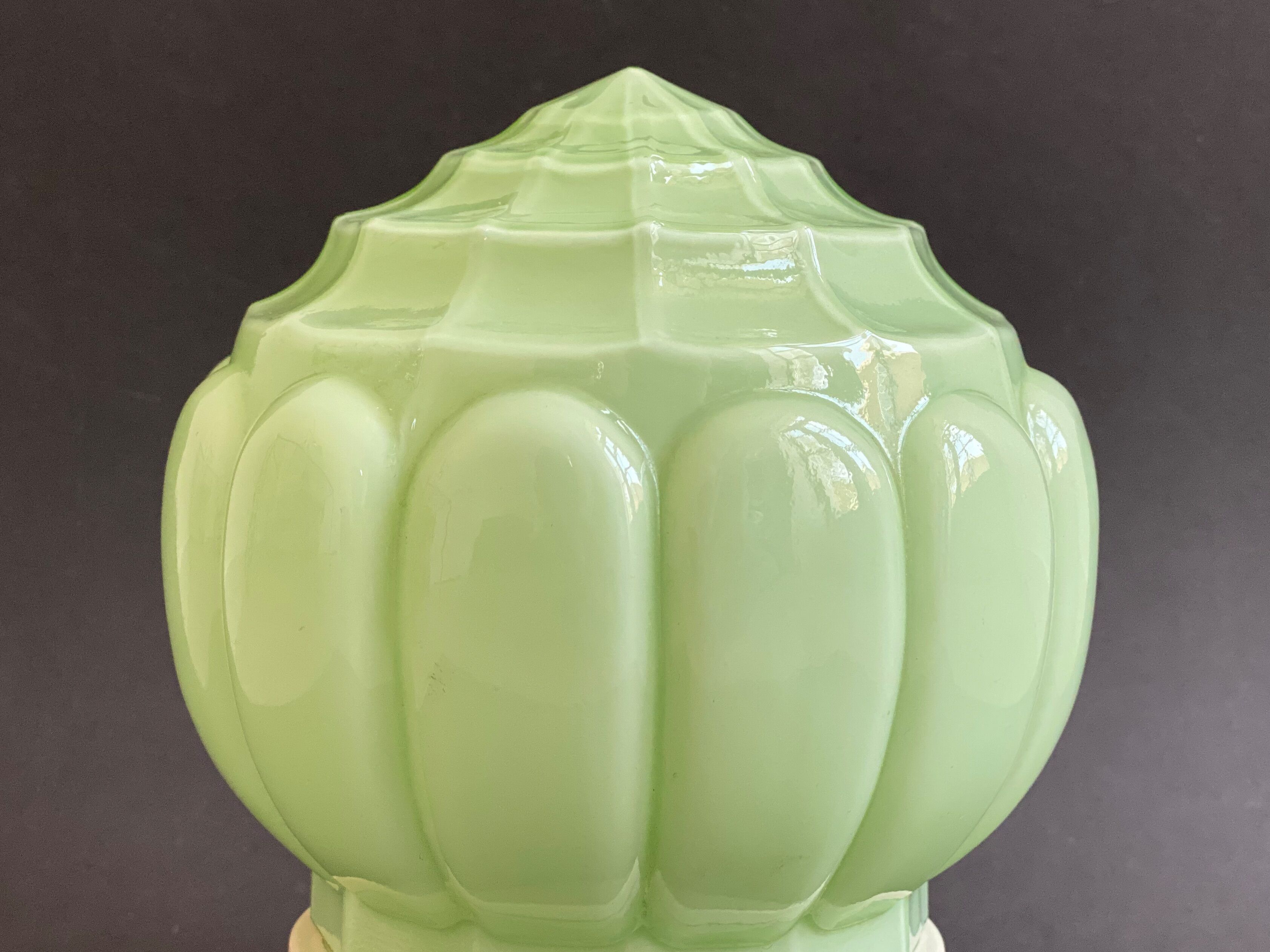 Art Deco pastel green Thabur ceiling lamp, glass globe light