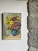 Antique painting, still life with blue vase and flowers, mid-20th century