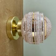 Vintage art deco globe wall or ceiling light in pink and gold Clichy glass