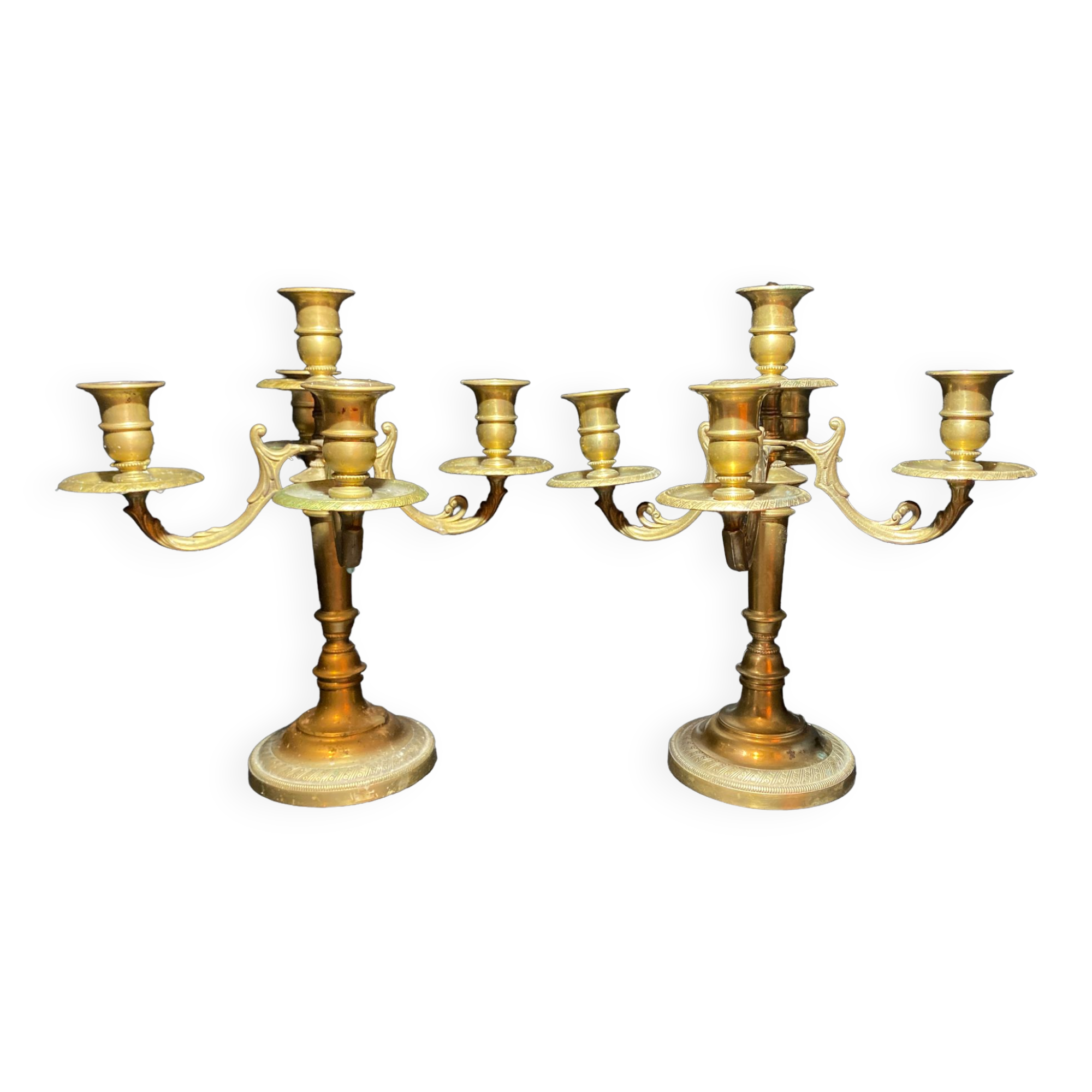 Pair of gilded metal candle holders