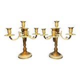 Pair of gilded metal candle holders