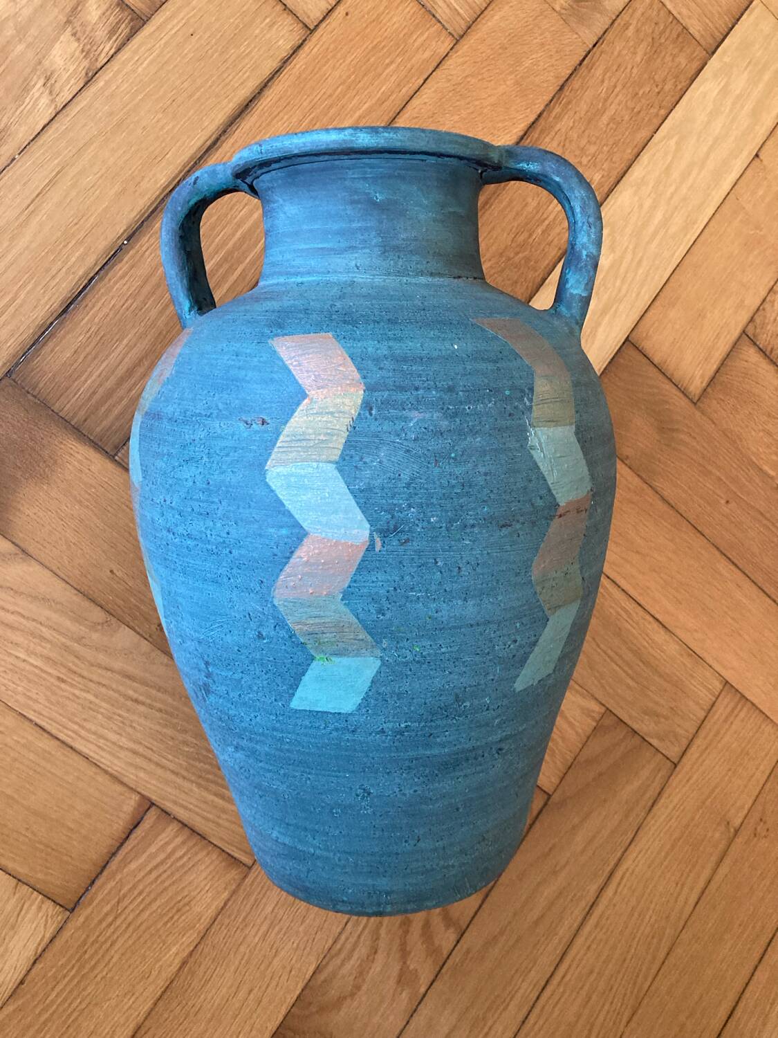 Turquoise terracotta jar