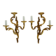 Pair of bronze sconces acanthus leaves with 3 fires Louis XV style