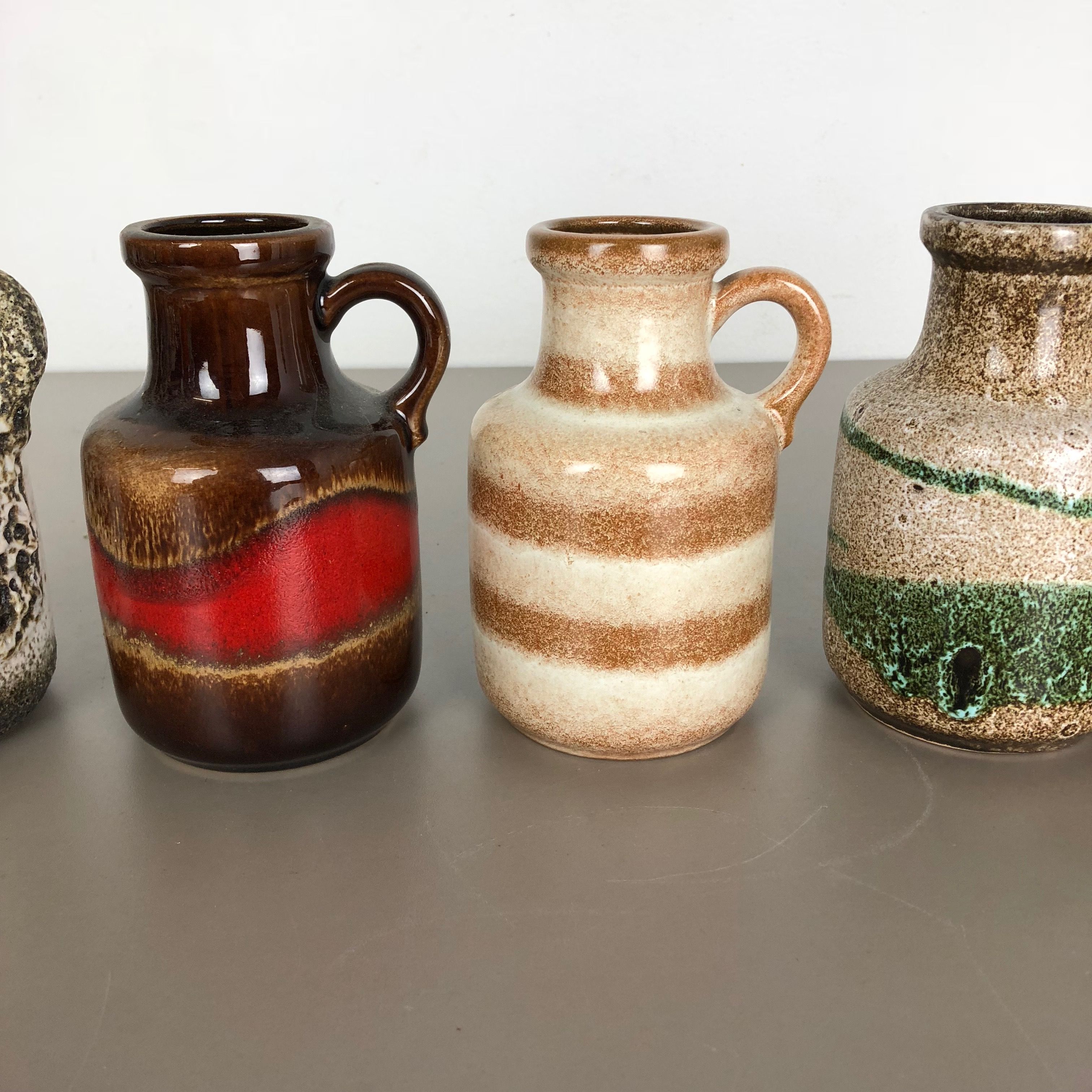Set of five pottery fat vava "414-16" vases Made by Scheurich, Germany