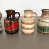 Ensemble de cinq vases Fat Lava « 414-16 » fabriqués par Scheurich, Allemagne