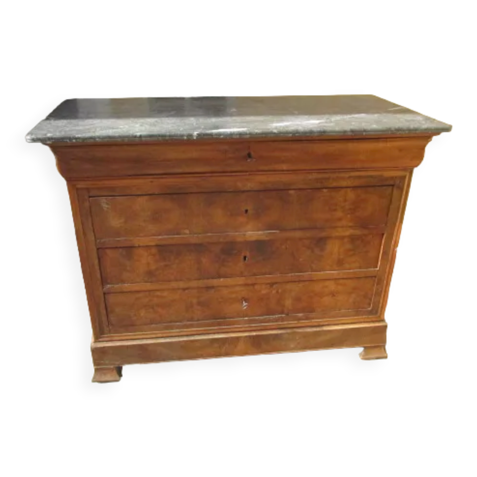 Commode ancienne-plaquage et marbre