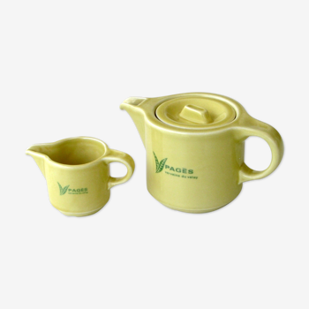 Advertising teapot and its creamer bistro Verveine du Velay Teas & infusions PAGES