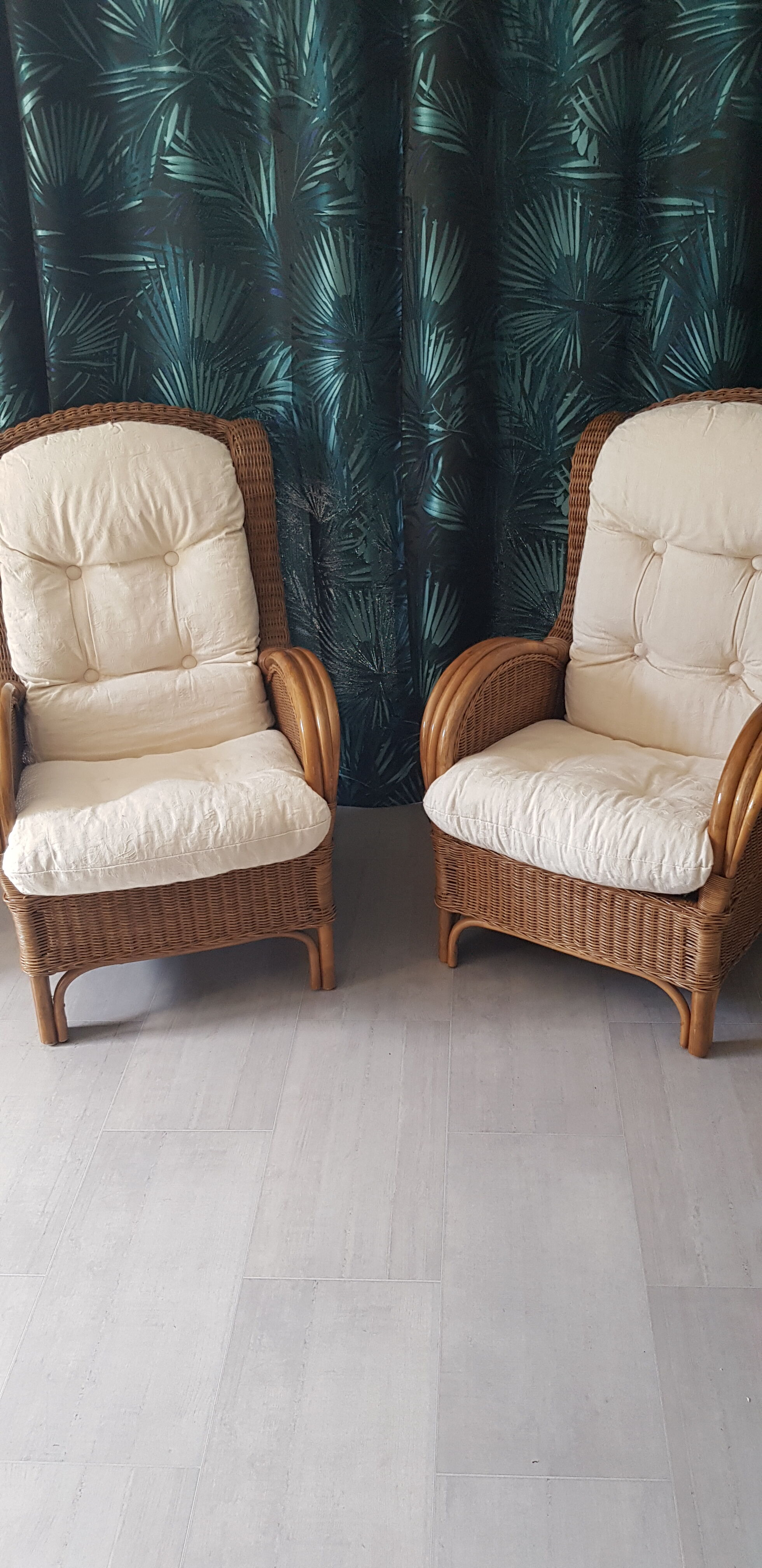 Paire de fauteuils rotin