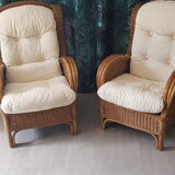 Paire de fauteuils rotin