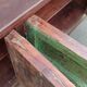 Buffet long en bois avec portes anciennes vertes
