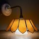 Vintage angled wall lamp with mother-of-pearl lampshade and vintage tulip in white glass
