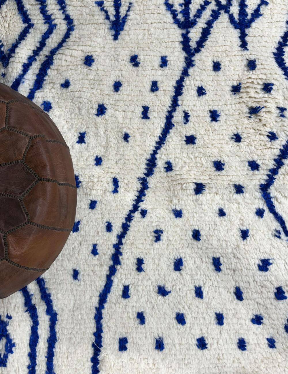 Tapis Azilal Bleu et Blanc - 300 x 193 cm