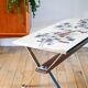 Ceramic coffee table, chrome and teak legs, Space Age, signed, 1970.