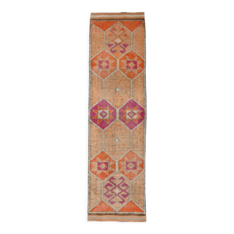 Orange & pink vintage runner rug 323x88cm