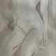 Signed watercolour monochrome painting "Hammam" of a female portrait.