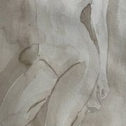 Signed watercolour monochrome painting of a female portrait "Hammam"