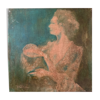 Oil on wood carried woman Versailles