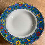 6 vintage hollow plates blue/flowers 21,5cm 1 plate with a sparkle see last photo