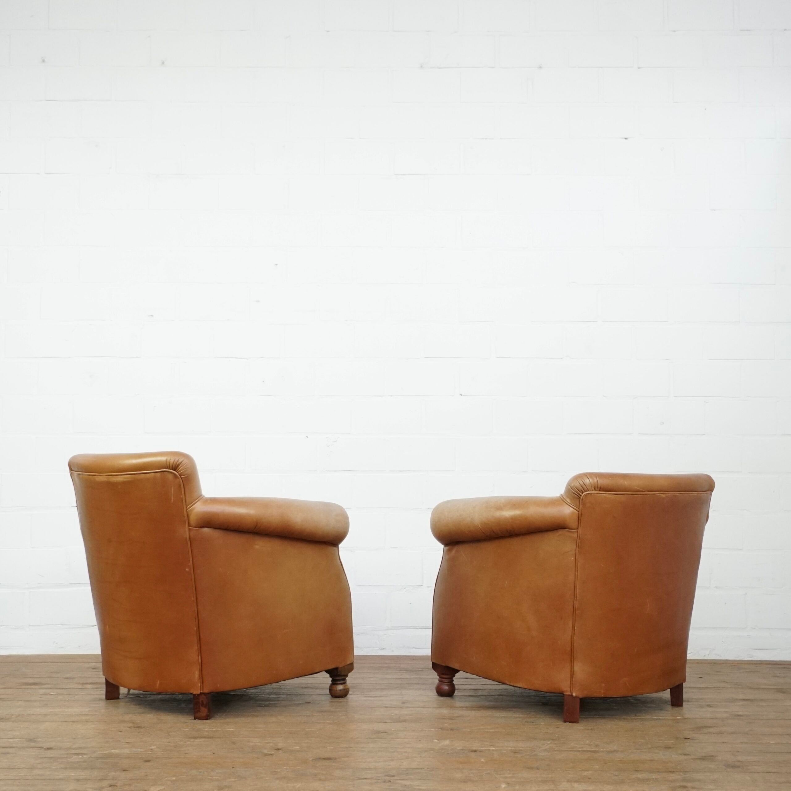 Set of two leather club chairs