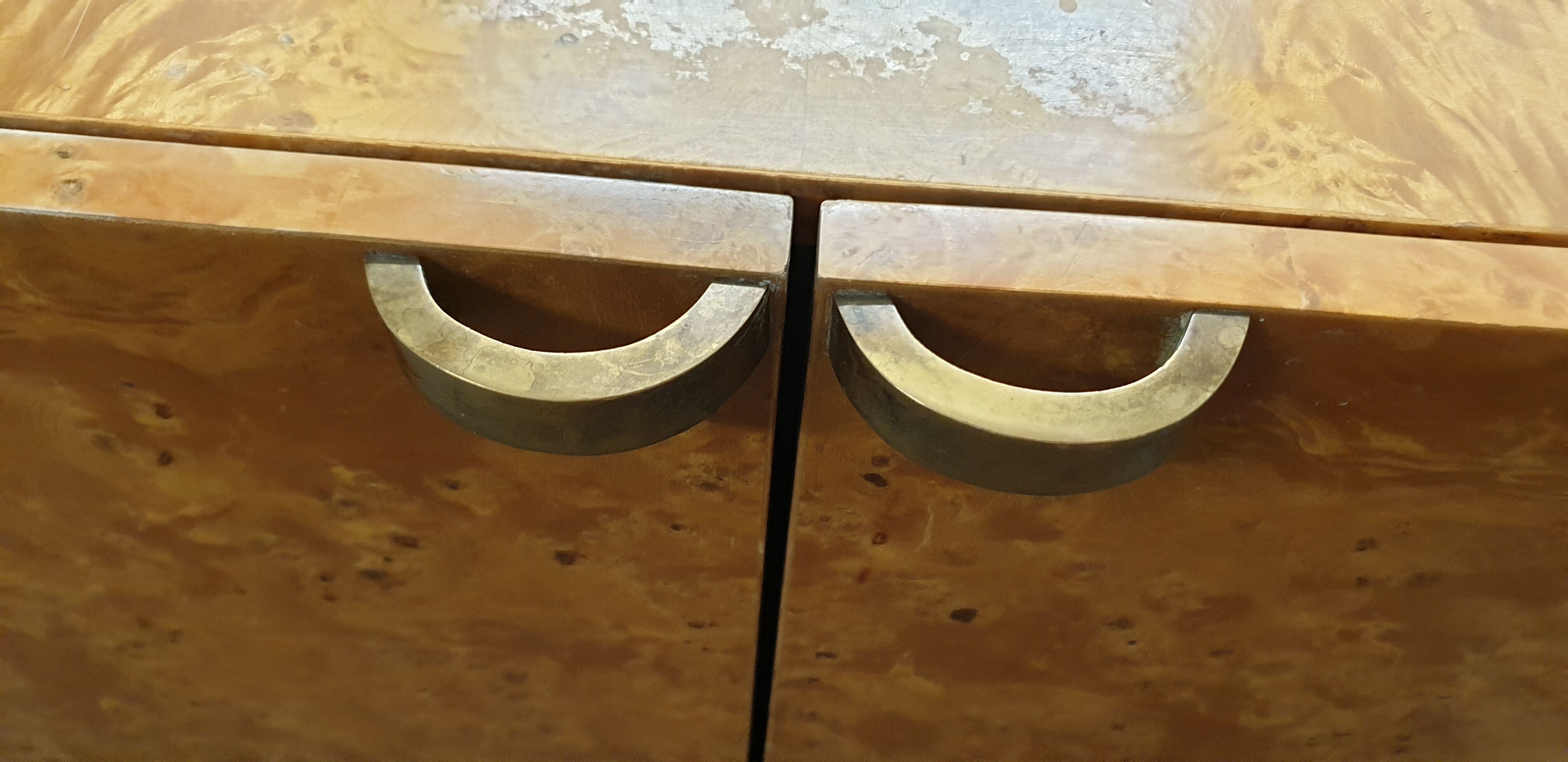 Buffet low elm magnifying glass circa 70
