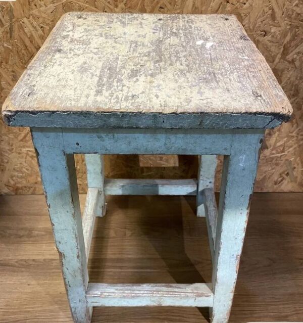 Tabouret porte plante bois patiné déco loft atelier campagne chic