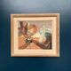 Original Swedish Oil on Panel – “Figure with Boats” by Nils Öst (1908–1982)