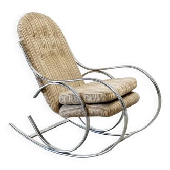 Chrome rocking chair with the original fabric