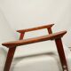 Vintage light gray armchair dark wood Scandinavian design 1970