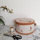 Sewing box, work box, scoubidou and fabric, beige
